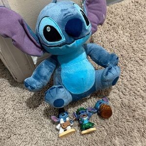 Disney Blue Stitch Plush with Three Mini Figurines